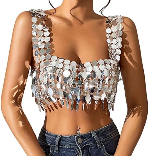 Lochie - Y2k Vintage パンク キラキラスパンコール立体フラワー刺繍タンクトップ Amazon | [Tachiuwa] スパンコール クロップ トップ クロップ